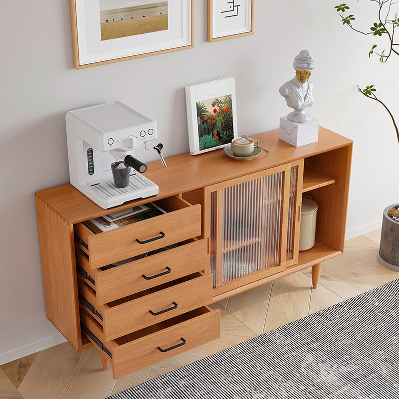 Modern Style Buffet Sideboard Solid Wood Sideboard with Cabinets and Drawers