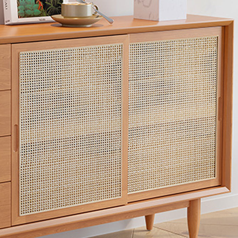 Modern Style Buffet Sideboard Solid Wood Sideboard with Cabinets and Drawers