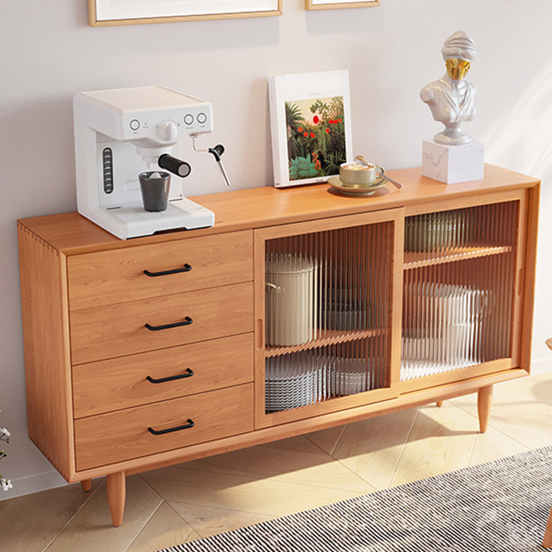 Modern Style Buffet Sideboard Solid Wood Sideboard with Cabinets and Drawers