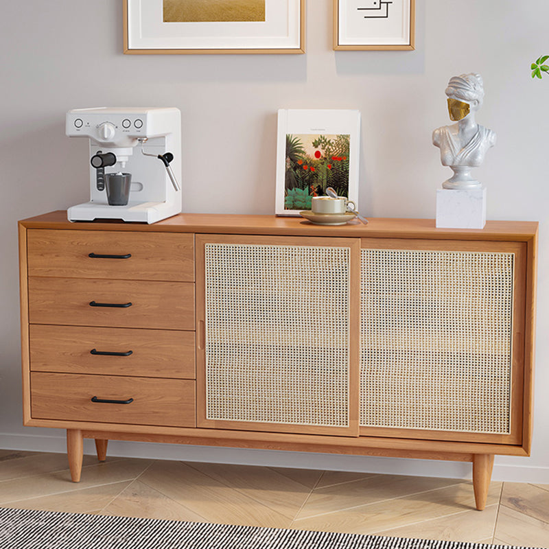 Modern Style Buffet Sideboard Solid Wood Sideboard with Cabinets and Drawers