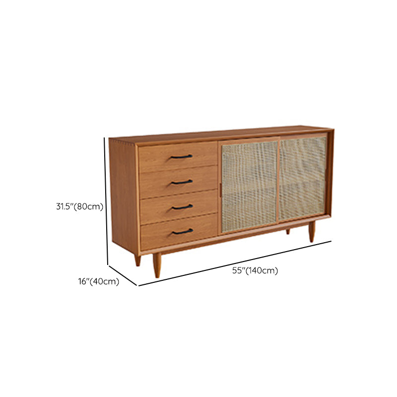 Modern Style Buffet Sideboard Solid Wood Sideboard with Cabinets and Drawers