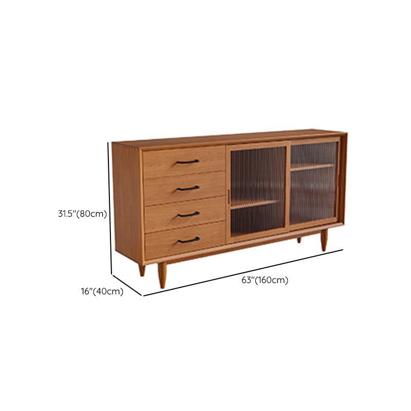 Modern Style Buffet Sideboard Solid Wood Sideboard with Cabinets and Drawers