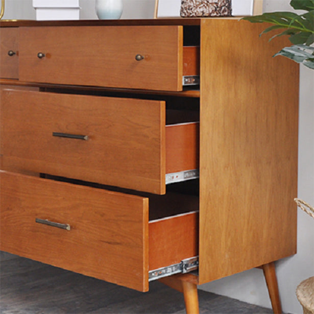 Pine Solid Wood Sideboard Table Modern Antique Finish 6-drawer Dining Server