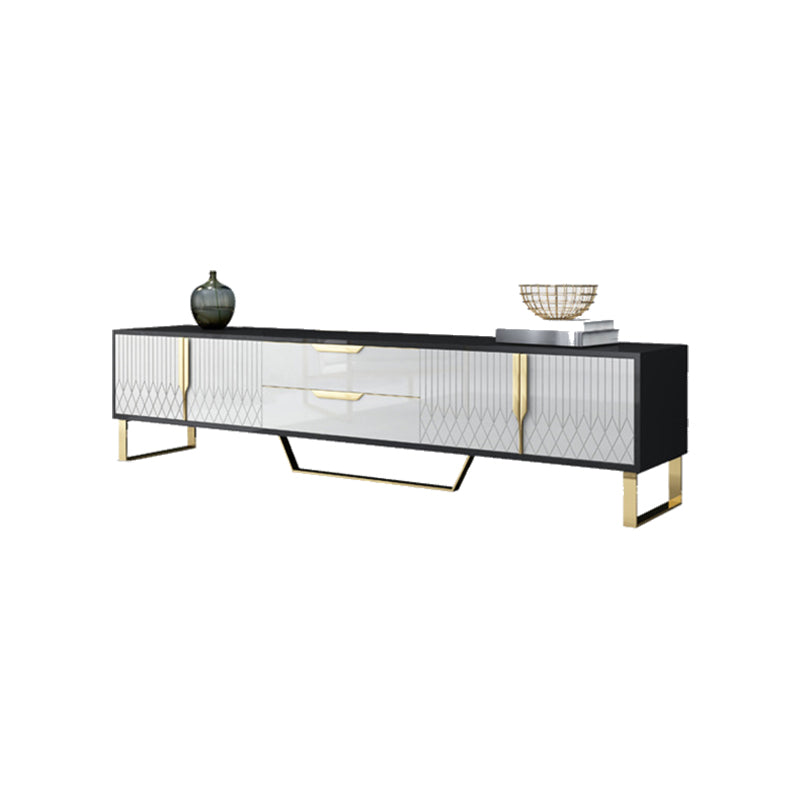 Glass TV Media Console Glam Media Console TV Stand with Drawers