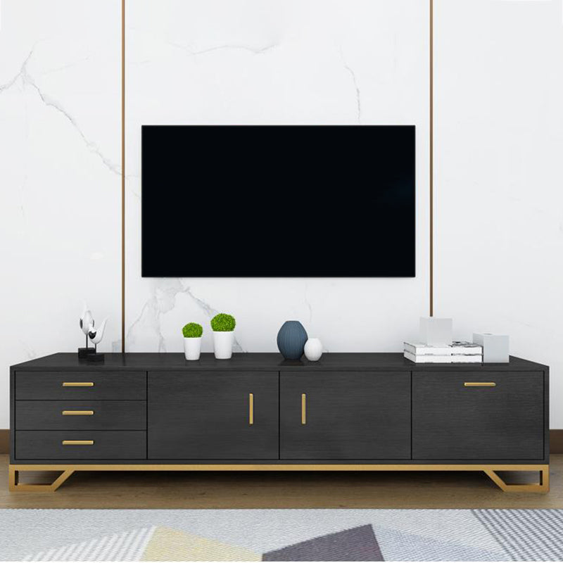 Glam TV Media Stand 16" W Wood Enclosed Storage TV Stand Console with Drawers