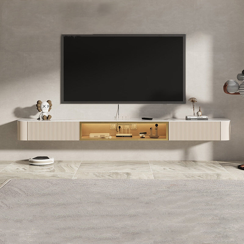 Glam Stone TV Console Floating TV Media Stand with Doors for Living Room