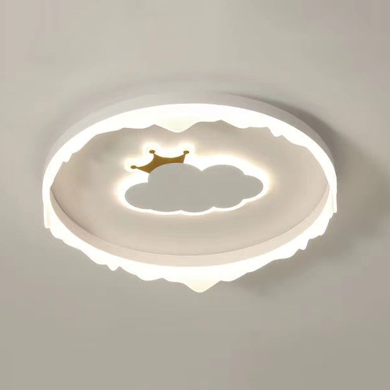 Circle Shape Flush Light Modern Style Metal 2 Lights Flush Mount in White