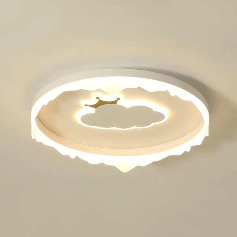 Circle Shape Flush Light Modern Style Metal 2 Lights Flush Mount in White