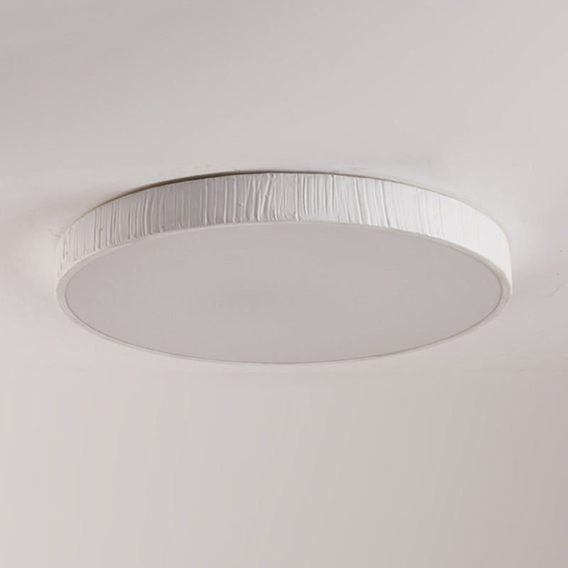 Resin and Acrylic Flush Mount Round LED Ceiling Flush in White / Wood Finish