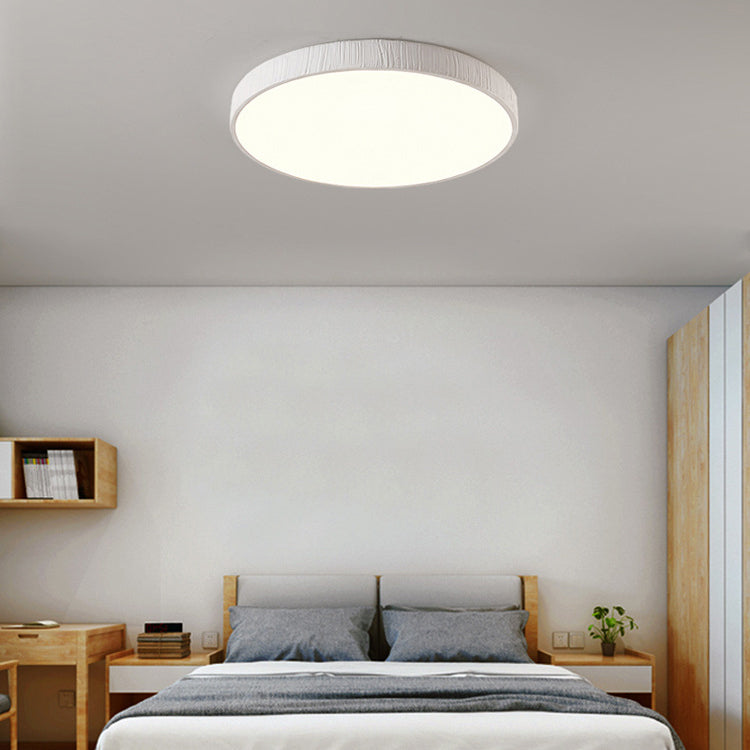 Resin and Acrylic Flush Mount Round LED Ceiling Flush in White / Wood Finish