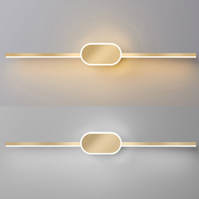 Minimalism LED Mirror Lamp Metal Vanity Light Fixtures in Gold for Bathroom