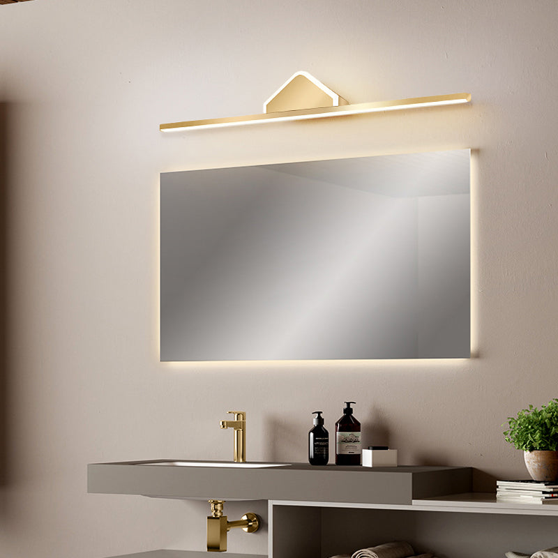 Minimalism LED Mirror Lamp Metal Vanity Light Fixtures in Gold for Bathroom