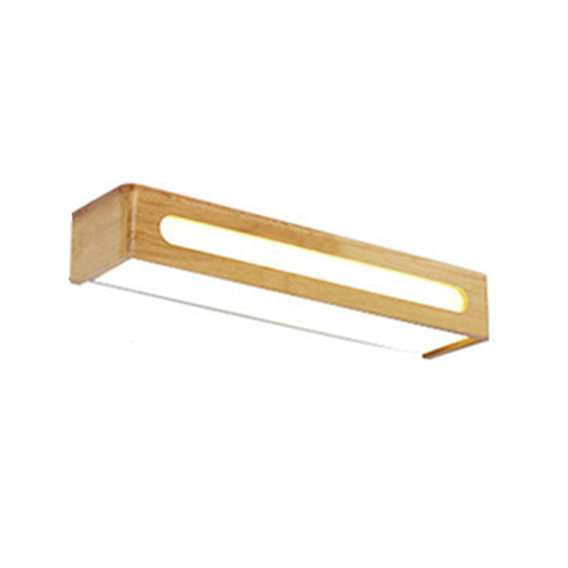 Contemporary Single Beige Bathroom Vanity Light LED Wooden Bath Bar