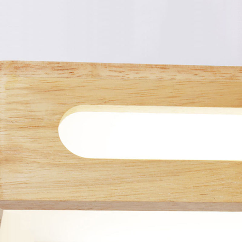 Contemporary Single Beige Bathroom Vanity Light LED Wooden Bath Bar