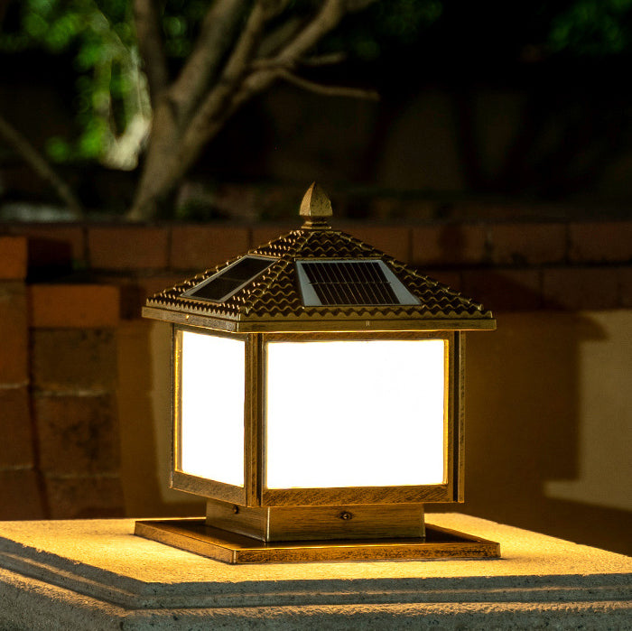 Modern Pillar Lamp Minimalist Solar Lamp with Acrylic Shade for Backyard