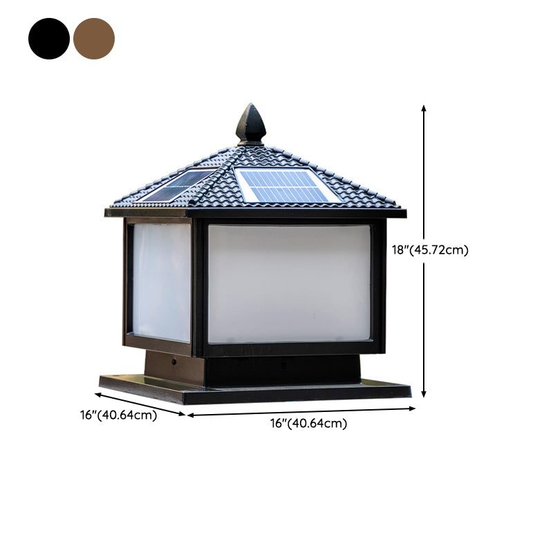 Modern Pillar Lamp Minimalist Solar Lamp with Acrylic Shade for Backyard