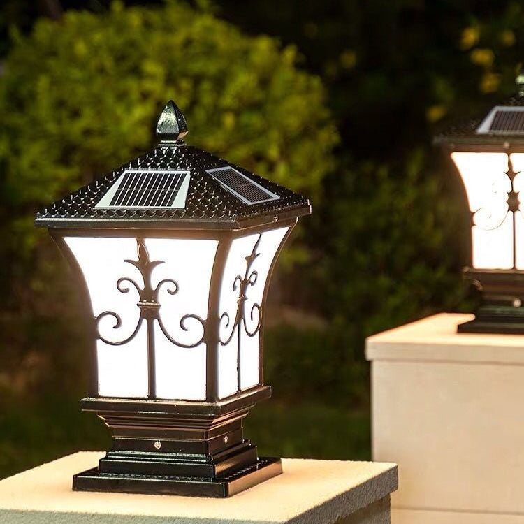 Modern Pillar Lamp Minimalist Outdoor Lamp with Acrylic Shade for Backyard