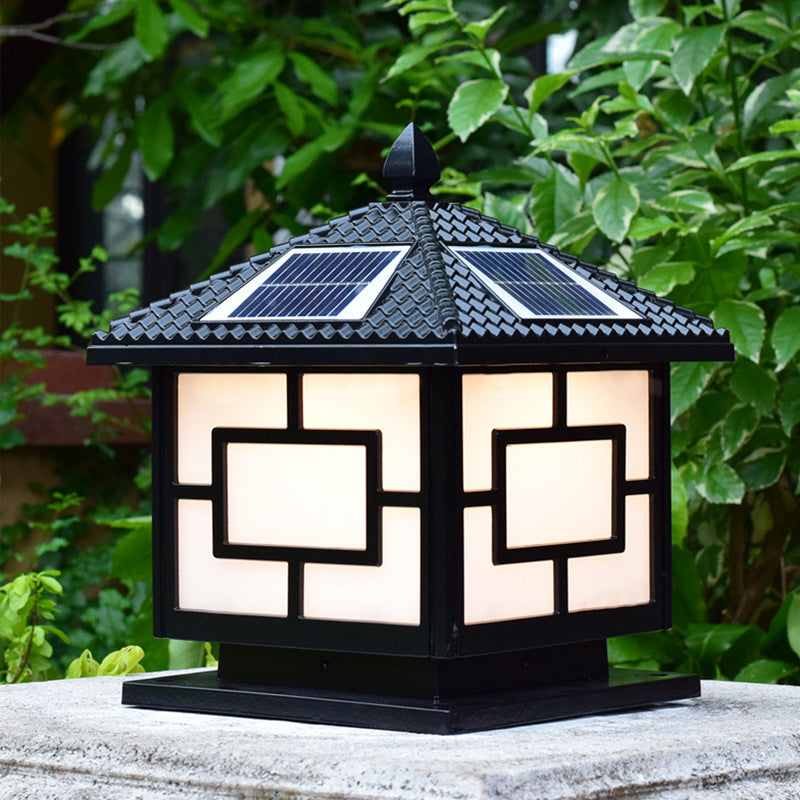 Modern Pillar Lamp Household Outdoor Lamp with Acrylic Shade for Garden