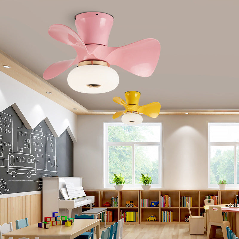 Nordic Style Ceiling Fan Lamp Colorful Circle Shape Ceiling Fan Light for Children's Room