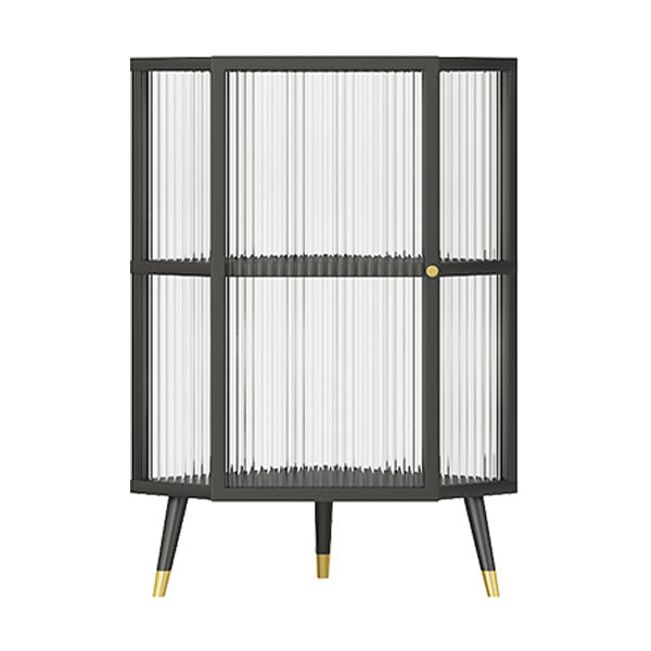 Industrial Curio Cabinet Metal Glass Doors Display Cabinet with Legs for Living Room