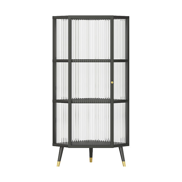 Industrial Curio Cabinet Metal Glass Doors Display Cabinet with Legs for Living Room