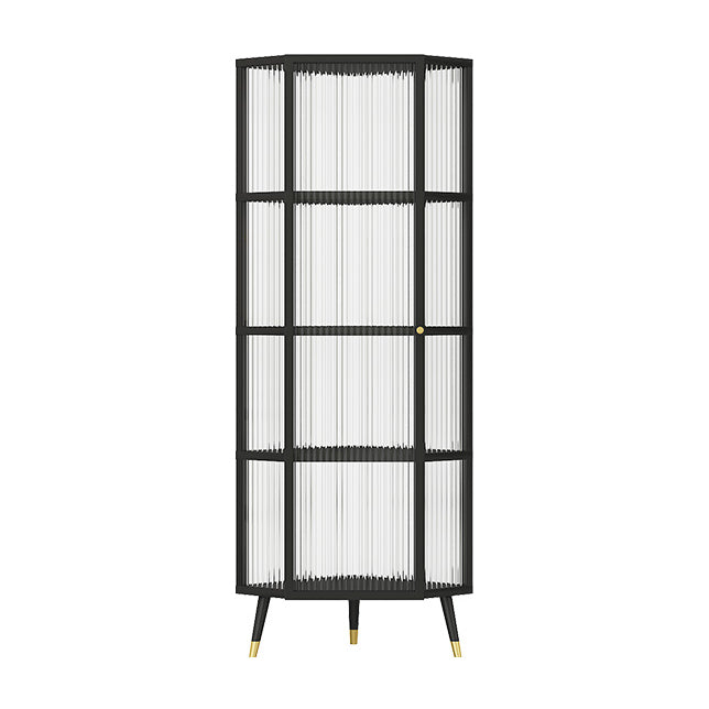 Industrial Curio Cabinet Metal Glass Doors Display Cabinet with Legs for Living Room