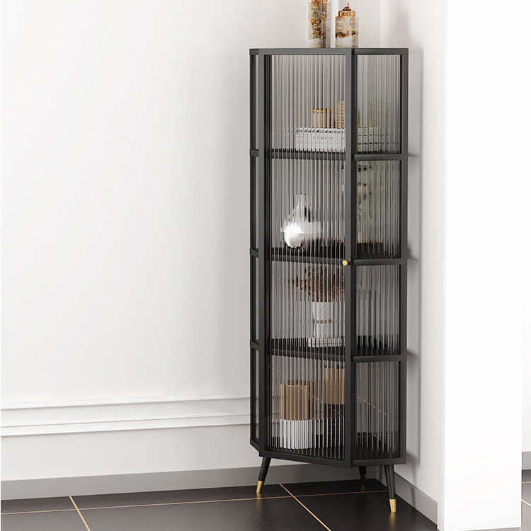 Industrial Curio Cabinet Metal Glass Doors Display Cabinet with Legs for Living Room