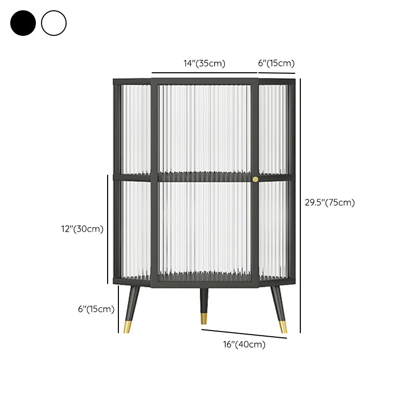 Industrial Curio Cabinet Metal Glass Doors Display Cabinet with Legs for Living Room