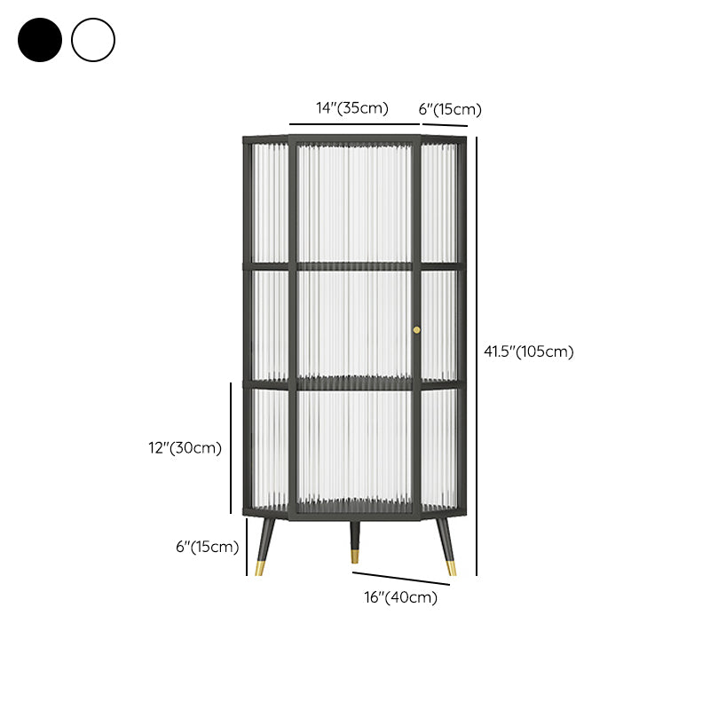 Industrial Curio Cabinet Metal Glass Doors Display Cabinet with Legs for Living Room