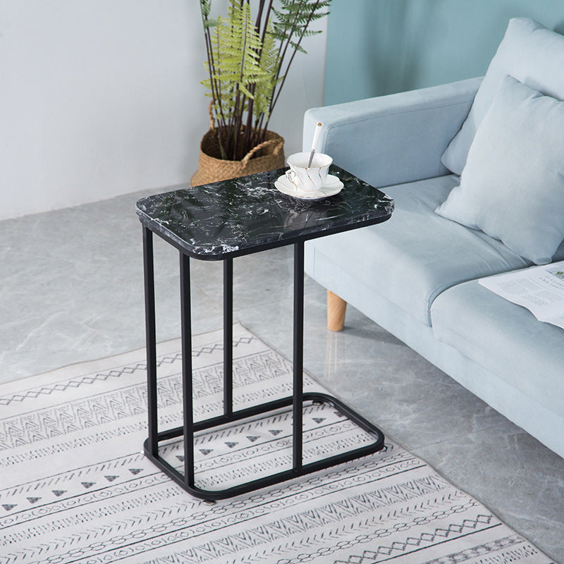 Glam Accent Table Nightstand Stone Bedside Cabinet for Bedroom