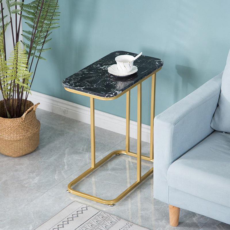 Glam Accent Table Nightstand Stone Bedside Cabinet for Bedroom