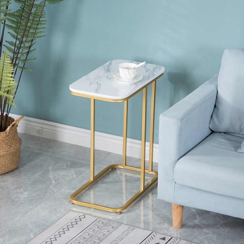 Glam Accent Table Nightstand Stone Bedside Cabinet for Bedroom