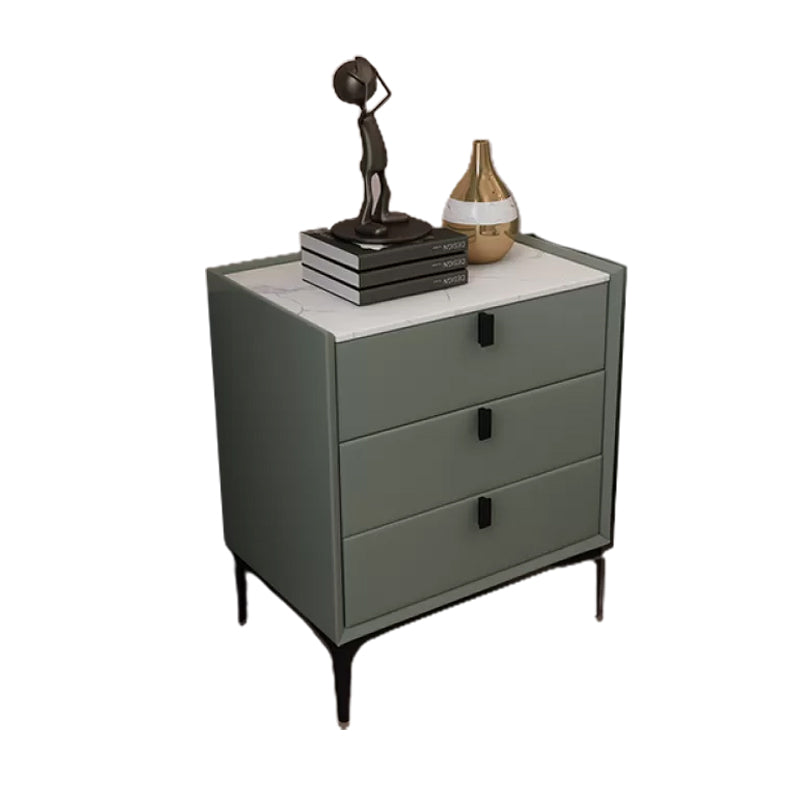 Modern Bedside Cabinet Stone Nightstand with 3 Drawers for Living Room