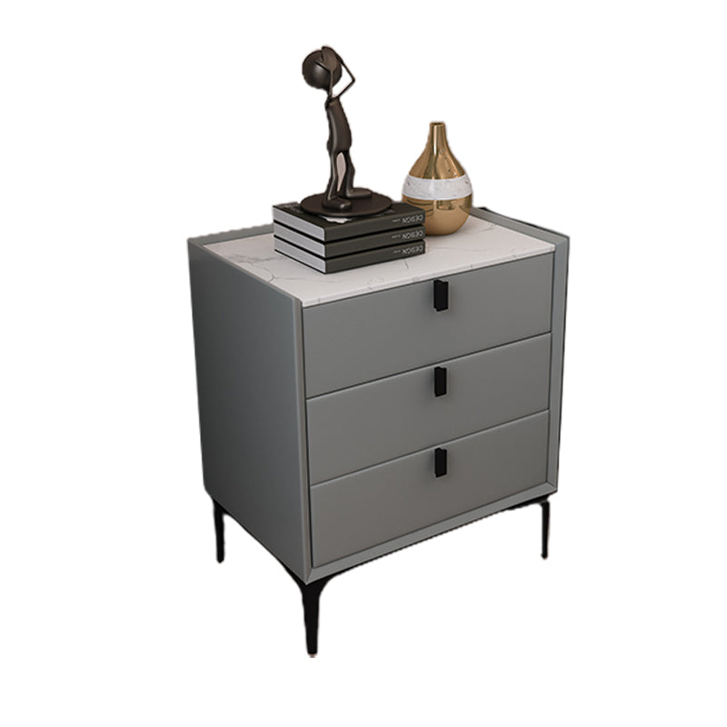 Modern Bedside Cabinet Stone Nightstand with 3 Drawers for Living Room