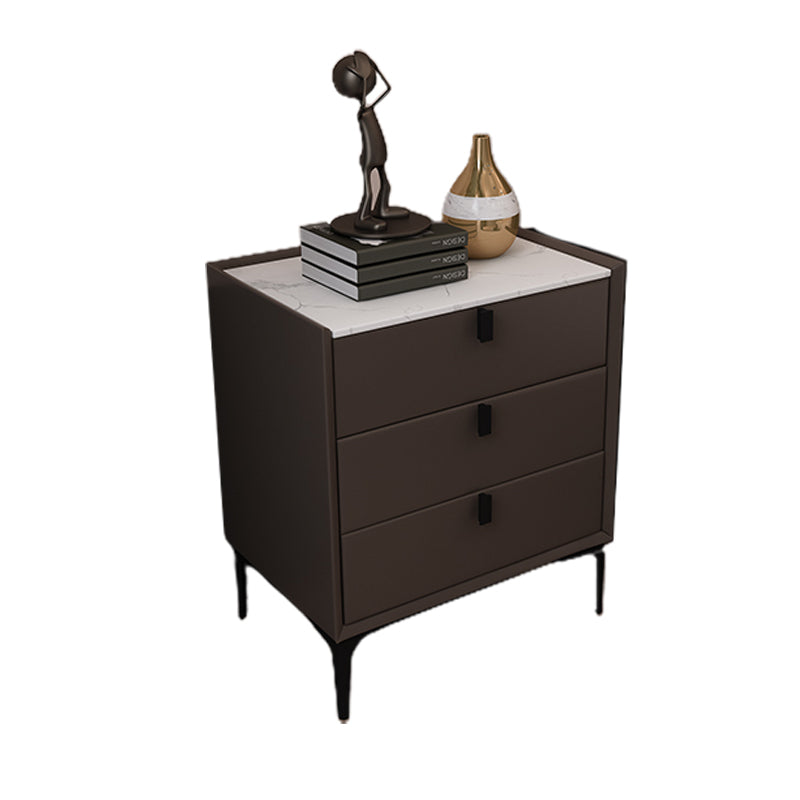 Modern Bedside Cabinet Stone Nightstand with 3 Drawers for Living Room