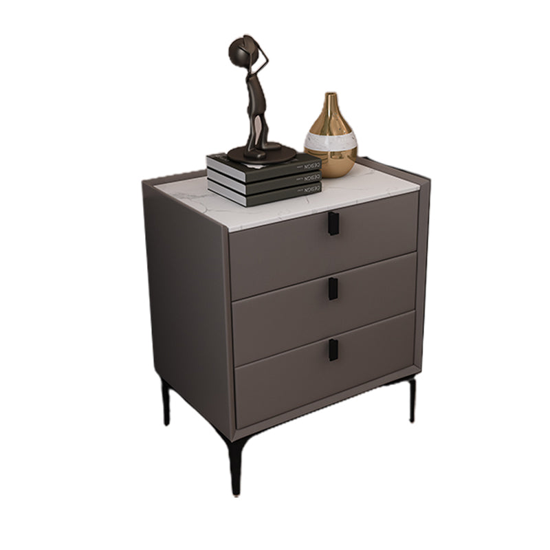 Modern Bedside Cabinet Stone Nightstand with 3 Drawers for Living Room