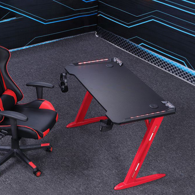 Rectangular Modern Gaming Desk Black T-Shape Computer Desk with Metal Legs