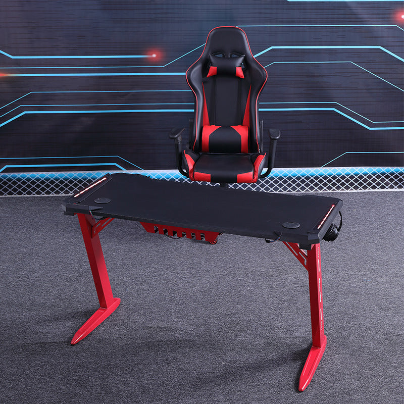 Rectangular Modern Gaming Desk Black T-Shape Computer Desk with Metal Legs