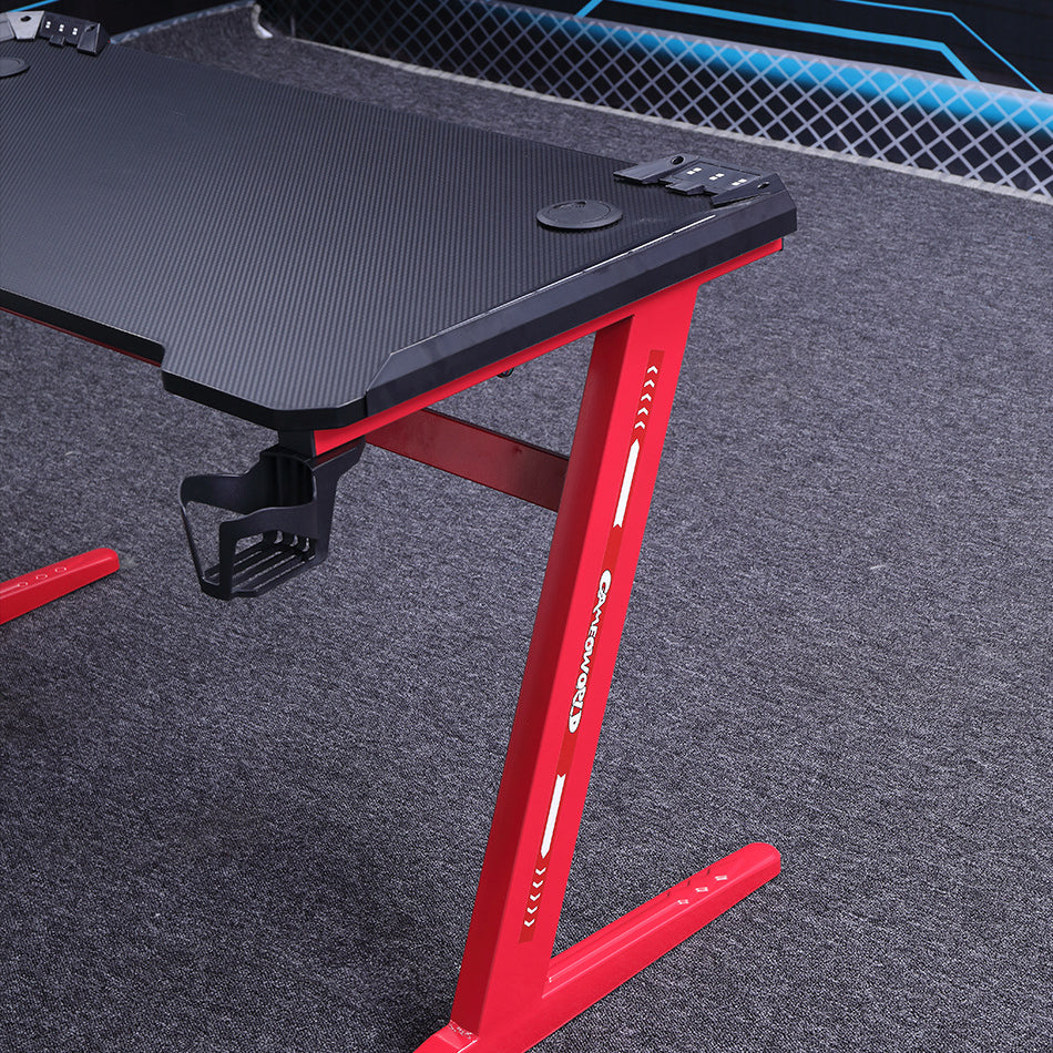 Rectangular Modern Gaming Desk Black T-Shape Computer Desk with Metal Legs