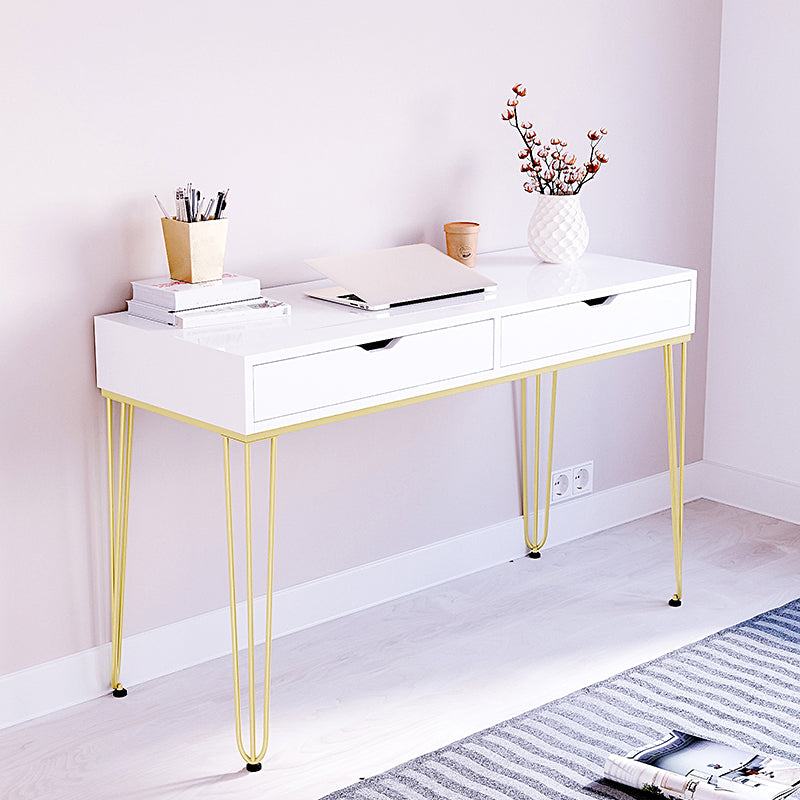 15" Wide Glam Writing Desk Rectangular White Wooden Office Desk