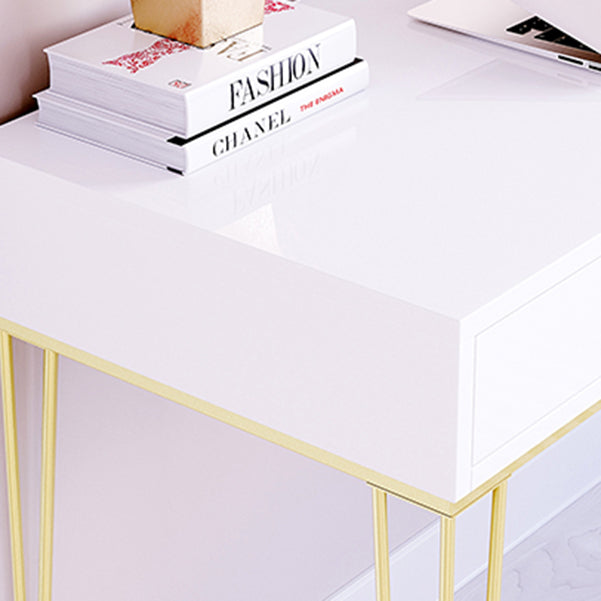 15" Wide Glam Writing Desk Rectangular White Wooden Office Desk