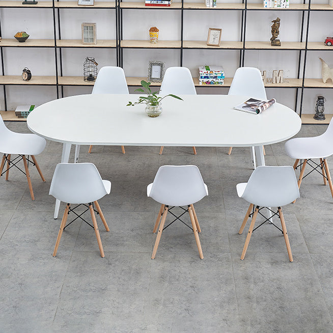 Contemporary Office Desk Oval White Wood Parsons Writing Desk