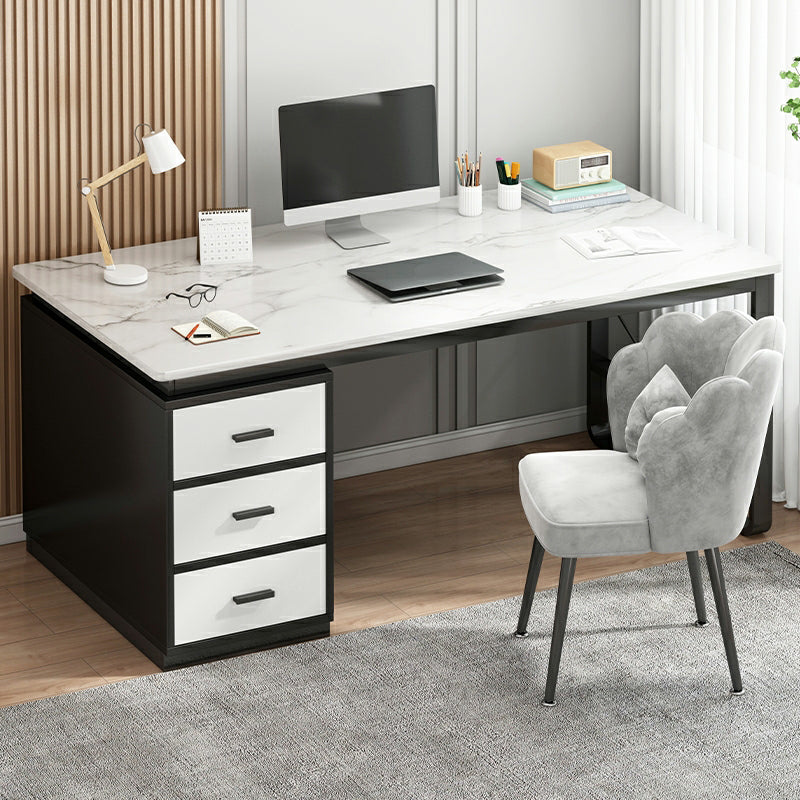 Contemporary White Office Desk Rectangular Writing Desk for Bedroom