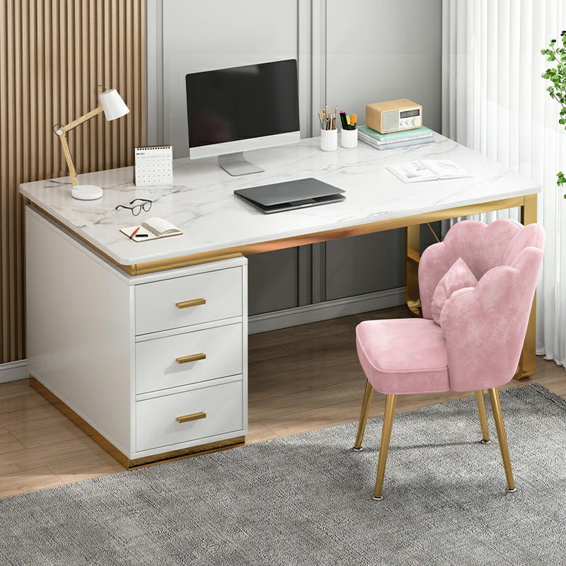 Contemporary White Office Desk Rectangular Writing Desk for Bedroom