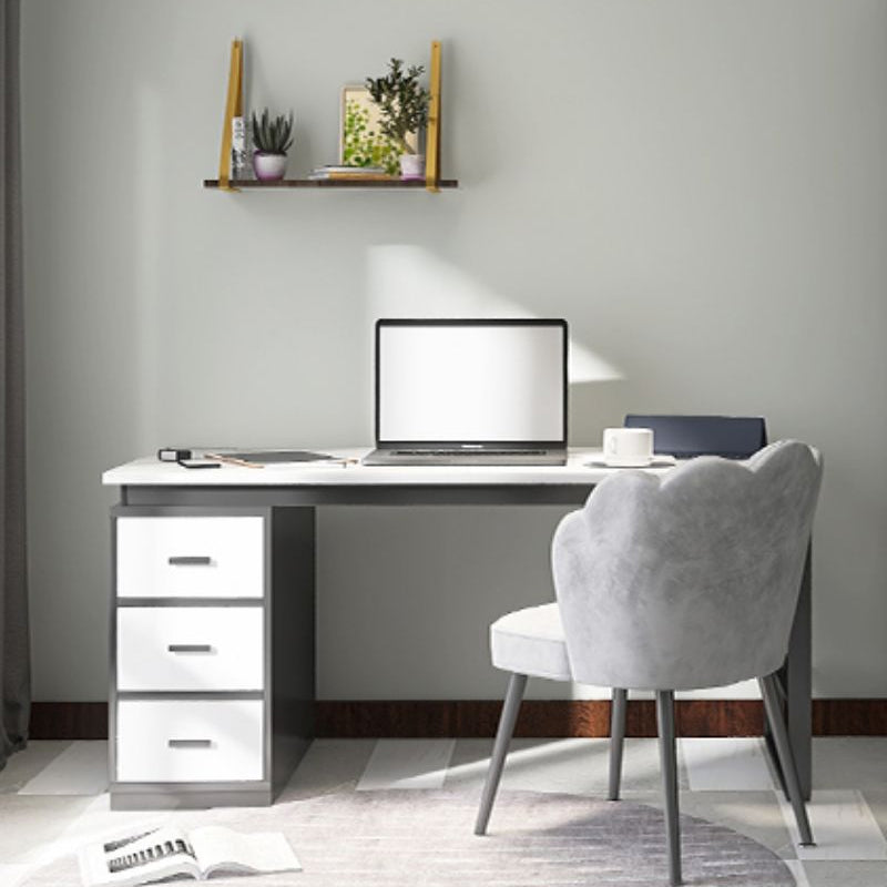 Contemporary White Office Desk Rectangular Writing Desk for Bedroom