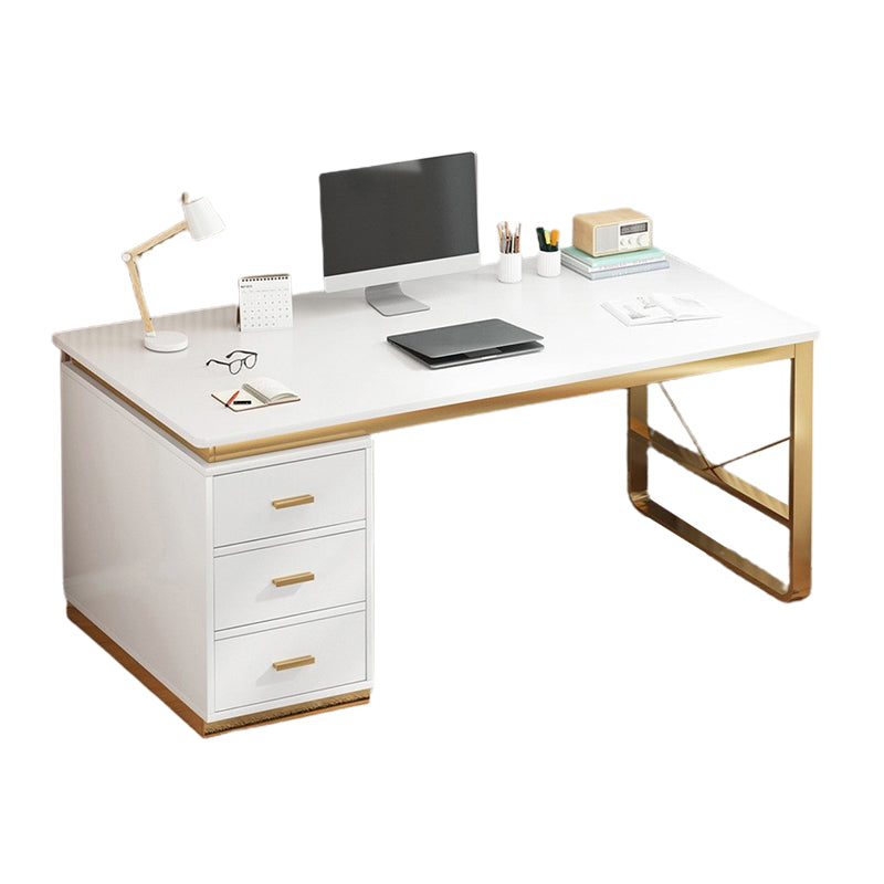 Contemporary White Office Desk Rectangular Writing Desk for Bedroom