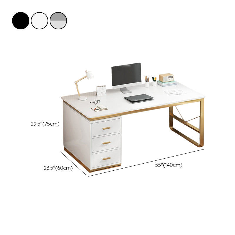 Contemporary White Office Desk Rectangular Writing Desk for Bedroom