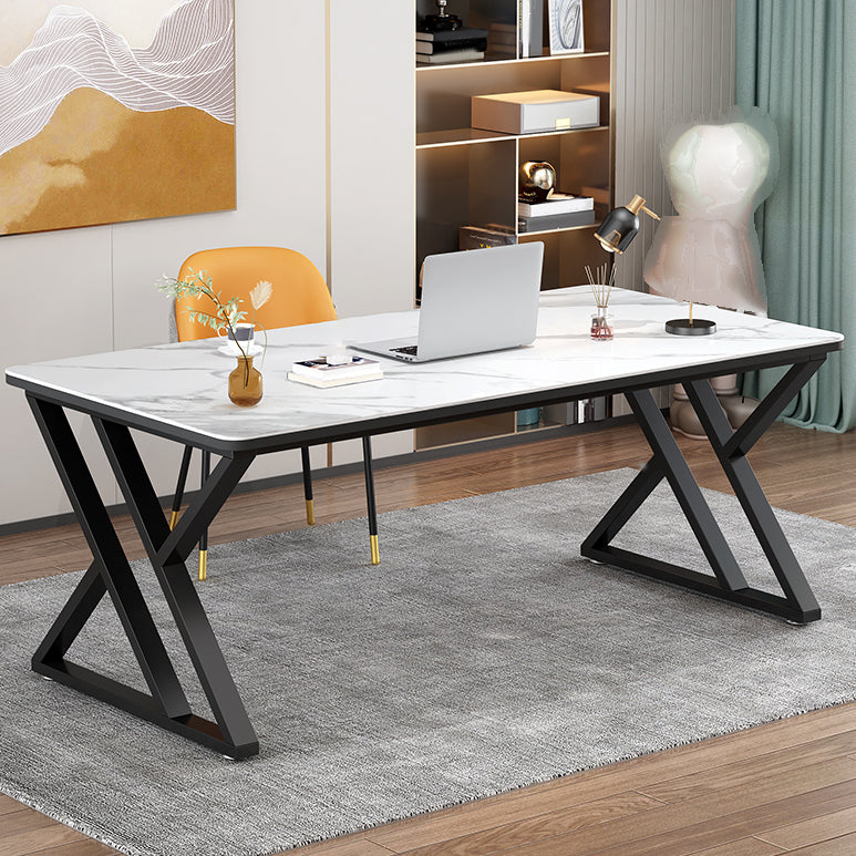 Contemporary Office Desk Black Computer Desk with Metal Legs