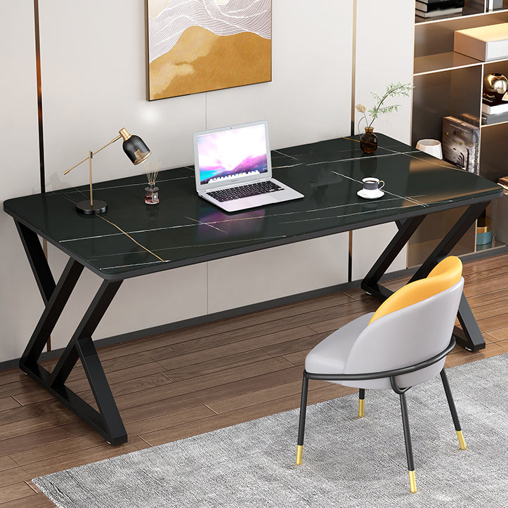 Contemporary Office Desk Black Computer Desk with Metal Legs