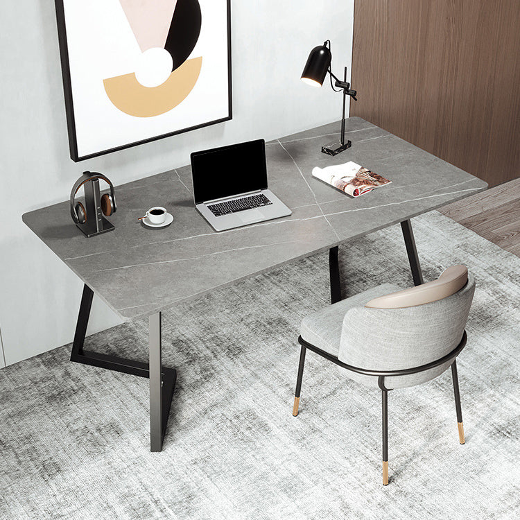 Industrial Marble Office Desk Home and Office Writing Desk with Metal Legs